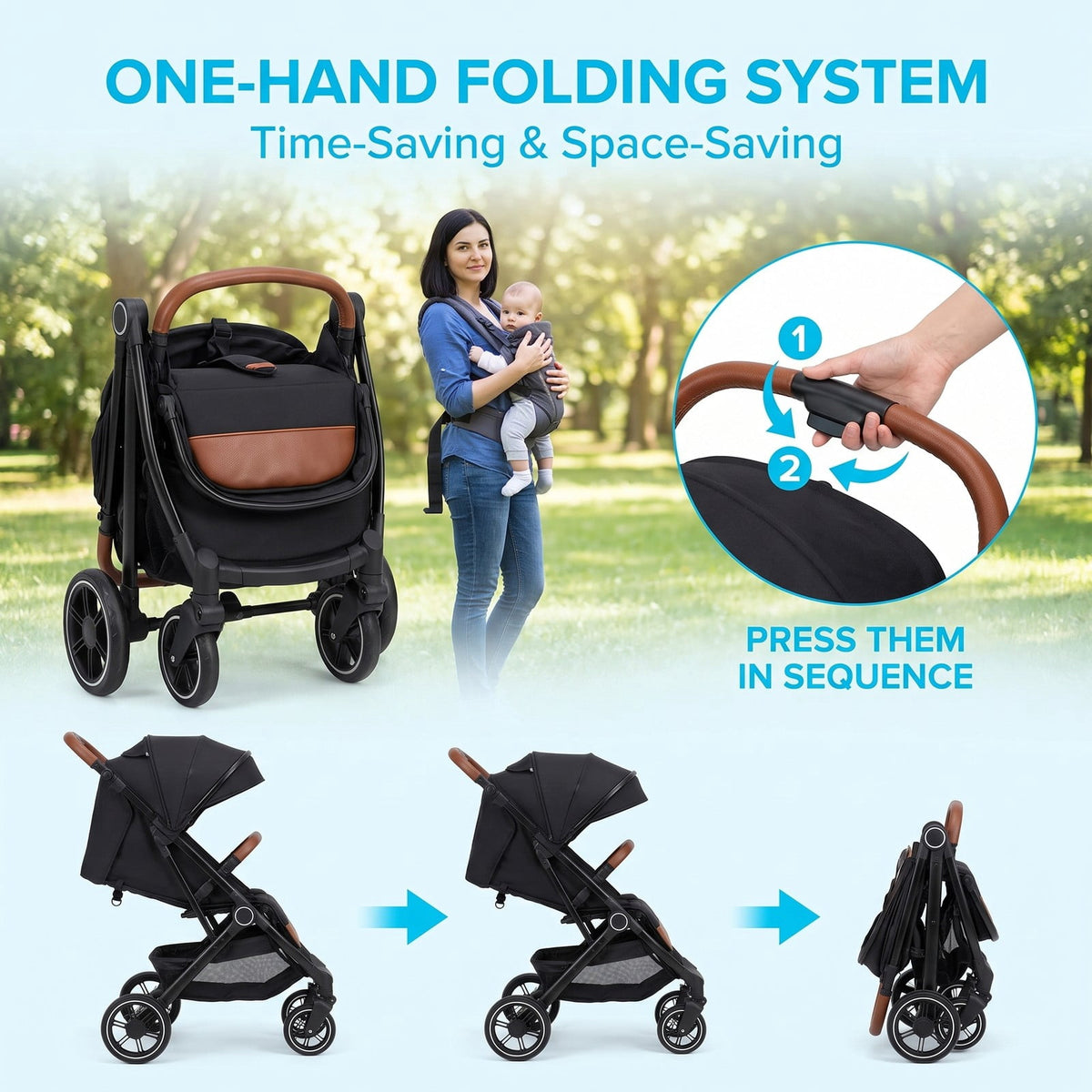 Airfind Lightweight Aluminium Frame Baby Stroller with Net, Aluminium Alloy Iron Fabric Frame, for 0-3 years old, 28.5 x 20.5 x 38 Footprint