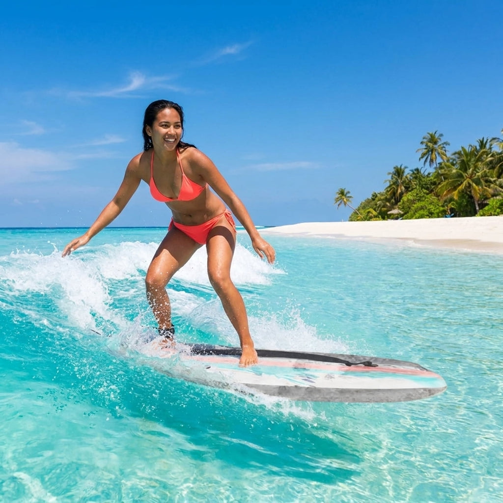 Airfind 33 Boogie Board with Sunset Splash Graphic Deck ¡ª EPS Core, XPE Top, HDPE Slick Bottom, Crescent Tail, Coiled Wrist Leash