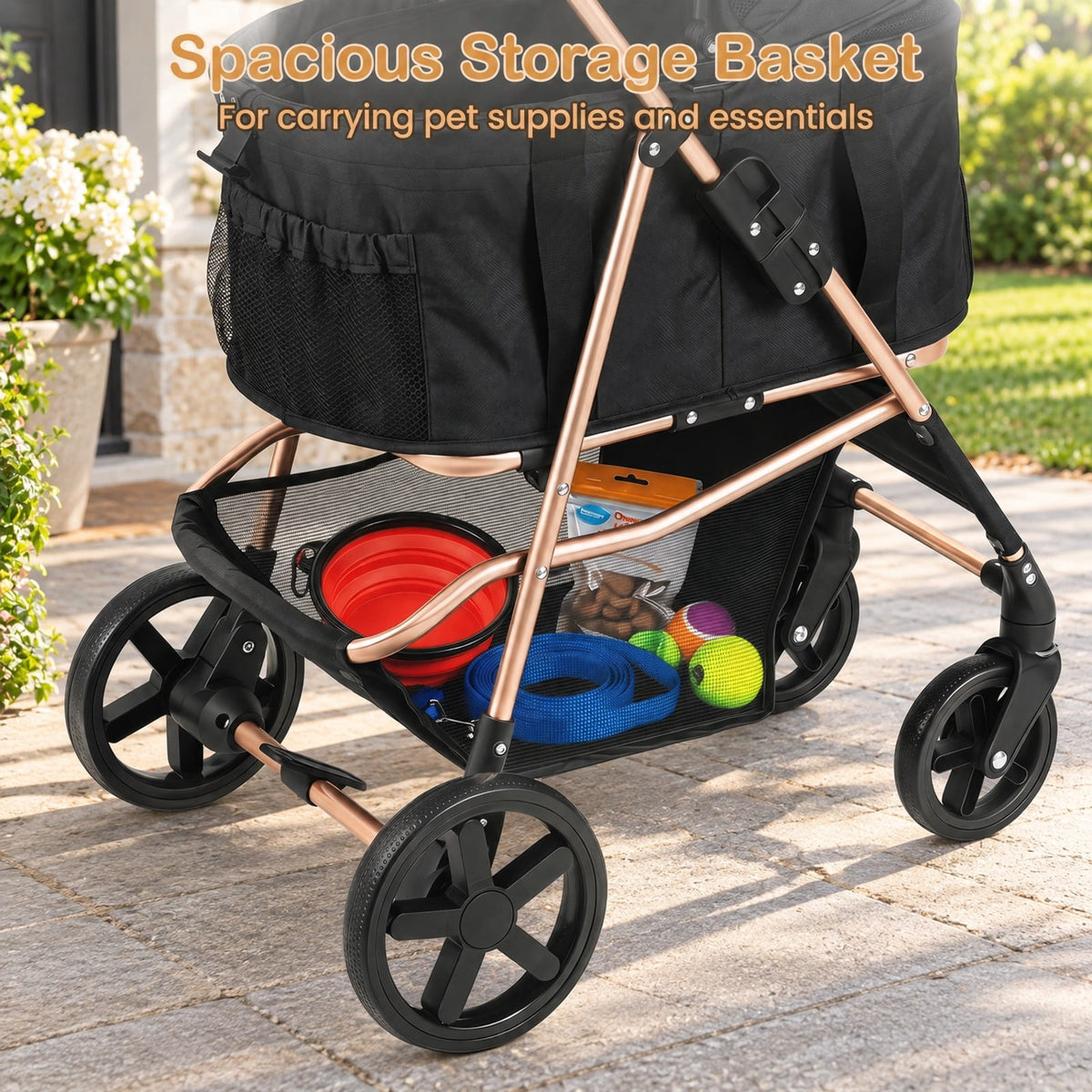 Airfind 3-in-1 Pet Stroller for Small Medium Dogs Foldable with Detachable Carrier, 26.5 lbs Capacity, 18.5in x 28.5in x 39.5in Footprint, Black