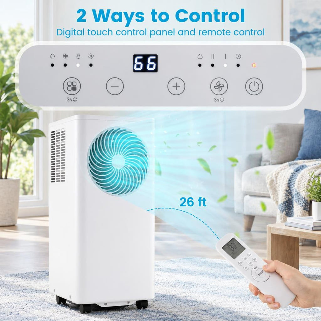 Airfind 8200/10000 BTU Portable Air Conditioner 3-in-1 Stand up AC Unit with Dehumidifier-8200 BTU, HIPS ABS Frame, White