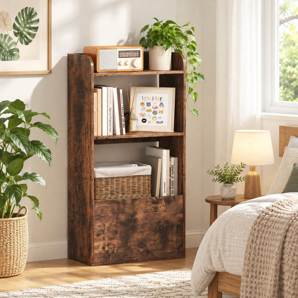 Airfind Freestanding Bookshelf with 3-Tier Open Shelf, 44 lbs Capacity, Engineered Wood MDF Frame, 21.5 x 11.5 x 41.5 Footprint, Brown
