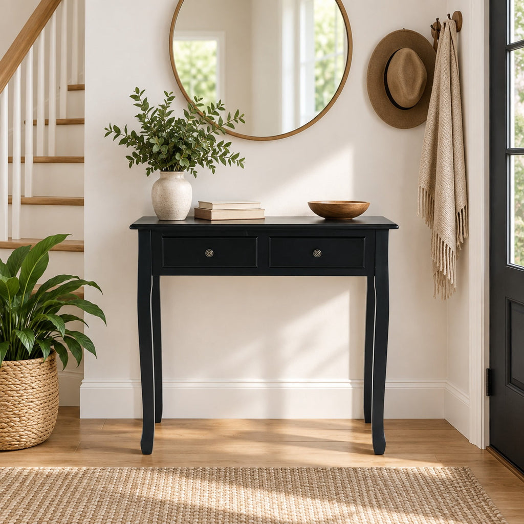 Airfind Writing Desk 2-Tier Vanity Desk Computer Desk with 4 Drawers, 287 lbs Capacity, MDF Frame, 31.5 x 16 x 37 Footprint, Black