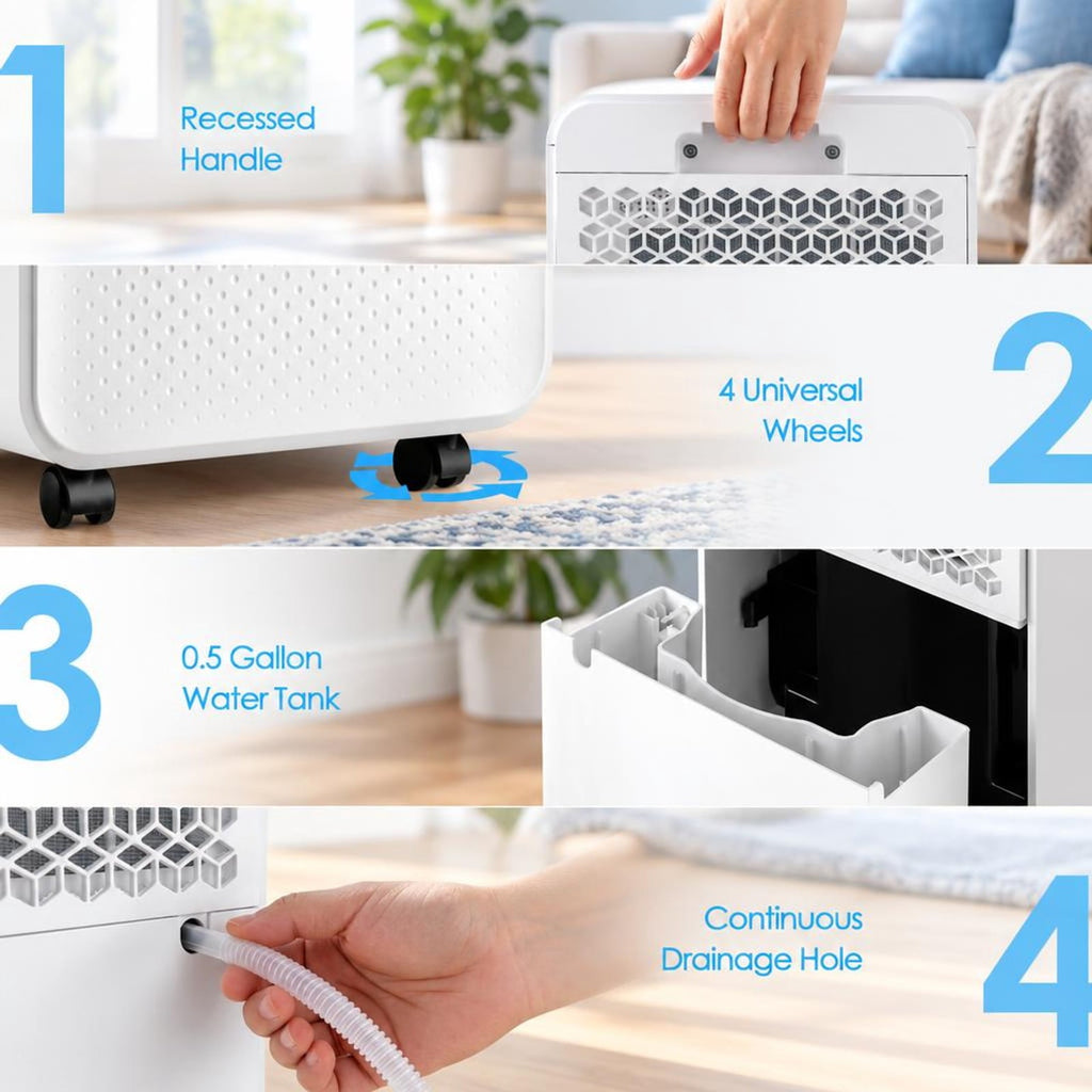 Airfind 32 Pints 2000 Sq. Ft Dehumidifier for Home and Basements featuring 3-Color Digital Display, ABS Frame, 11 Inch x 8 Inchx 20 Inch Footprint, White