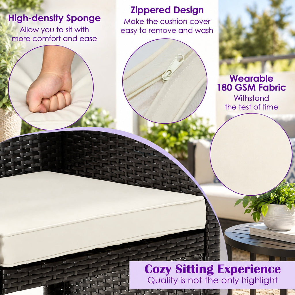 Airfind 4 Pieces Patio Rattan Cushioned Furniture Set with Coffee Table, Rattan Frame, 43.5 x 25 x 31 Footprint, White