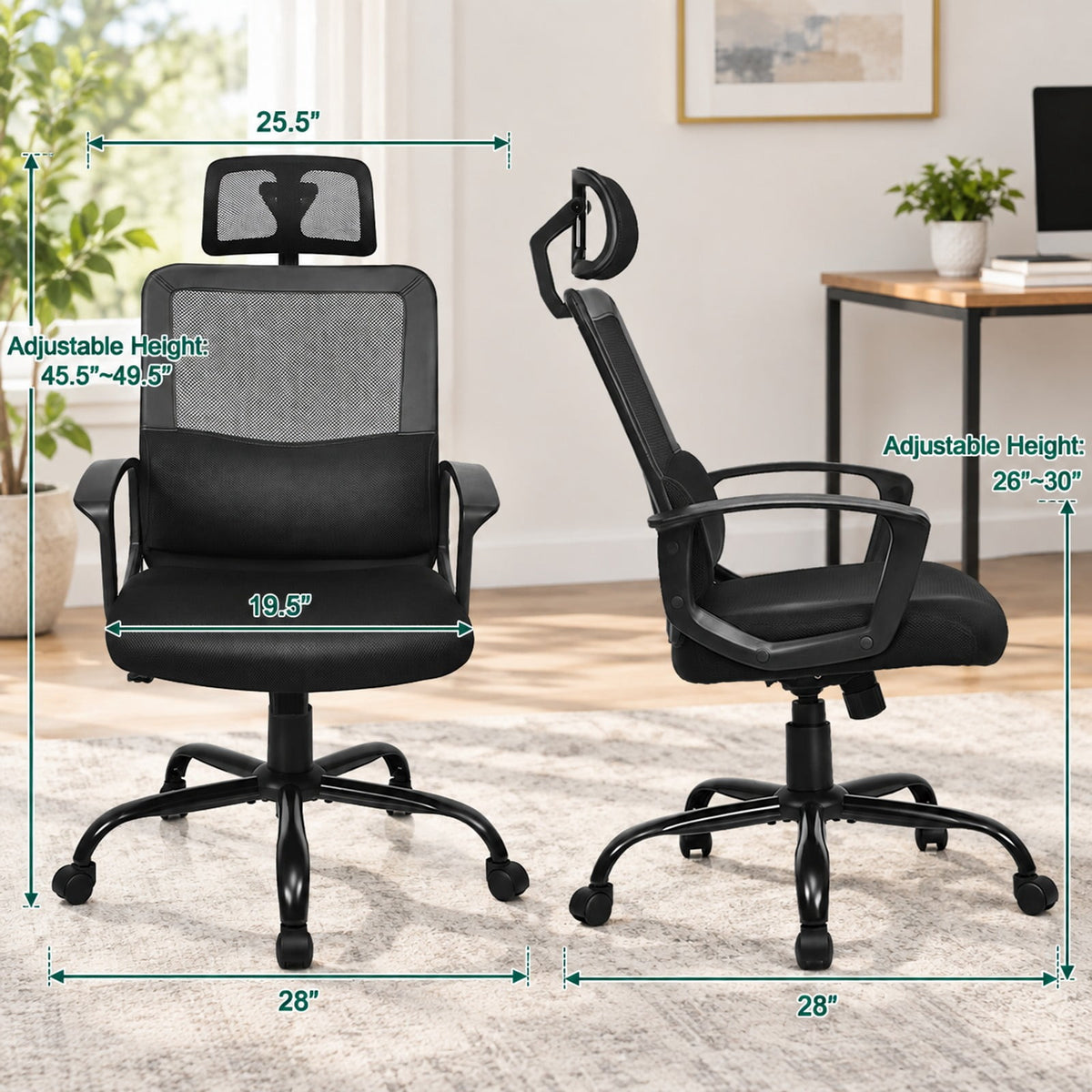 Airfind Mesh Office Chair High Back Ergonomic Swivel Chair, 265 lbs Capacity, Mesh PP PU steel sponge Frame, Black