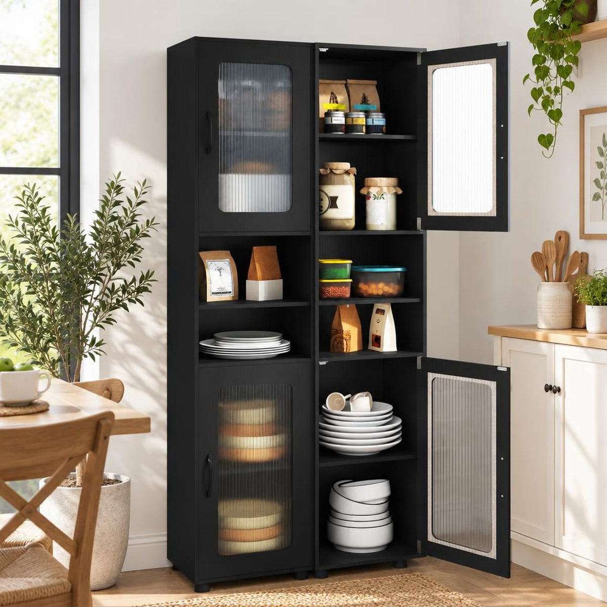 Airfind Tall Bathroom Storage Cabinet 67 Inches Freestanding Storage Organizer, 155 lbs Capacity, Engineered Wood MDF Frame, Black