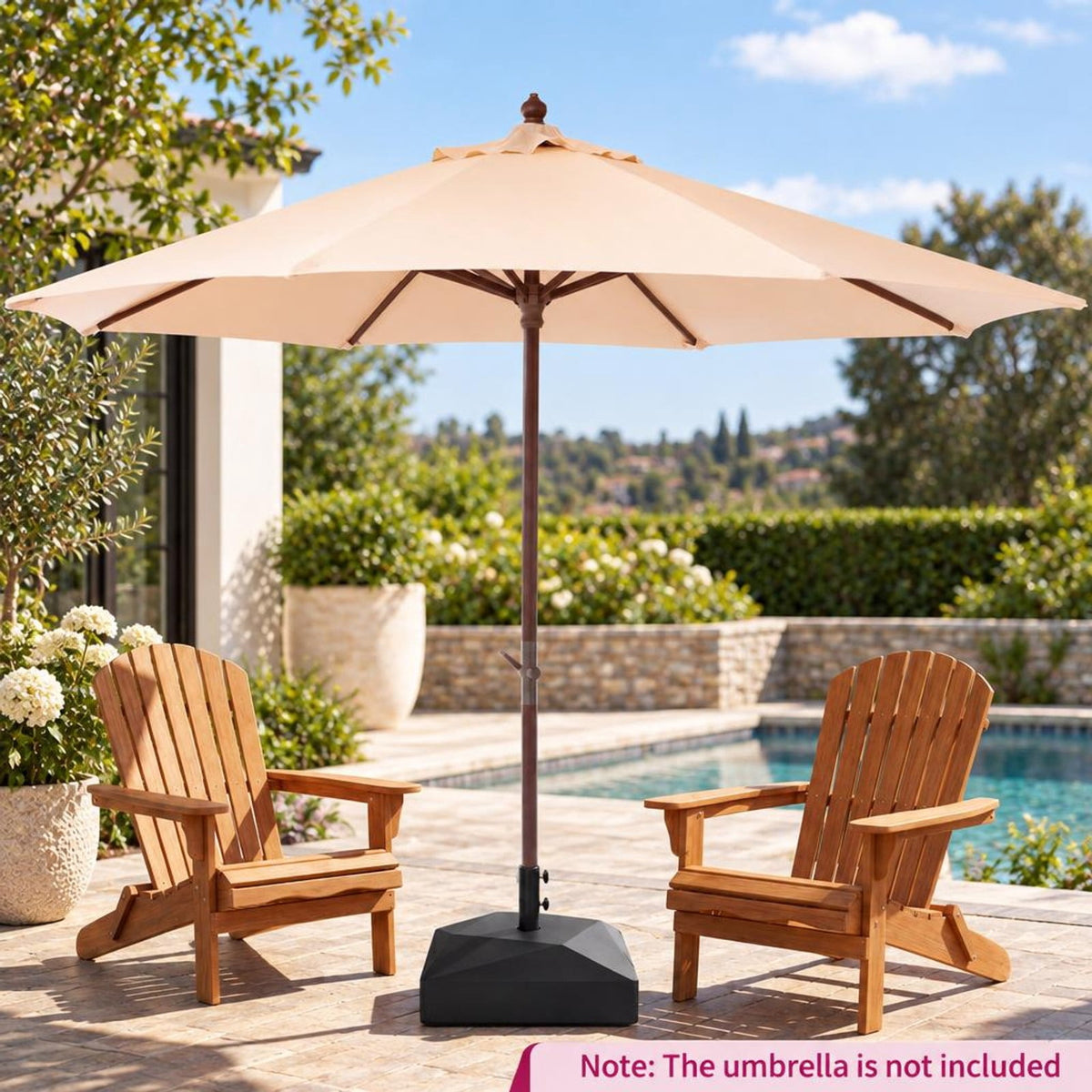 Airfind 154lbs Mobile Fillable Patio Umbrella Base with 4 Wheels, HDPE Metal Frame, 21.5 x 21.5 x 15 Base Footprint, Black