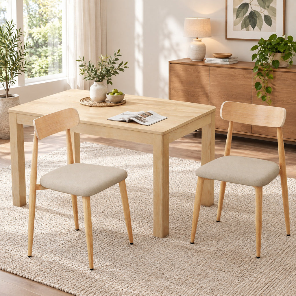 Airfind Linen Fabric Upholstered Modern Dining Chair Set of 2 with Padded Seat and Curved Back, 340 lbs Capacity, 19.5in x 19in x 31in Footprint
