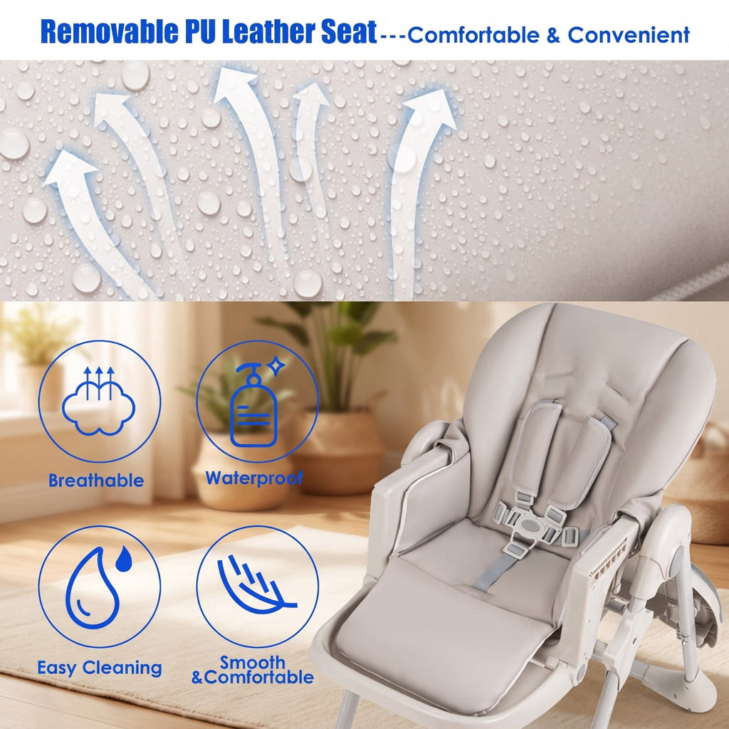 Airfind 3-in-1 Convertible Baby High Chair for Toddlers, 33 lbs Capacity, Metal PP PU, for 6-36