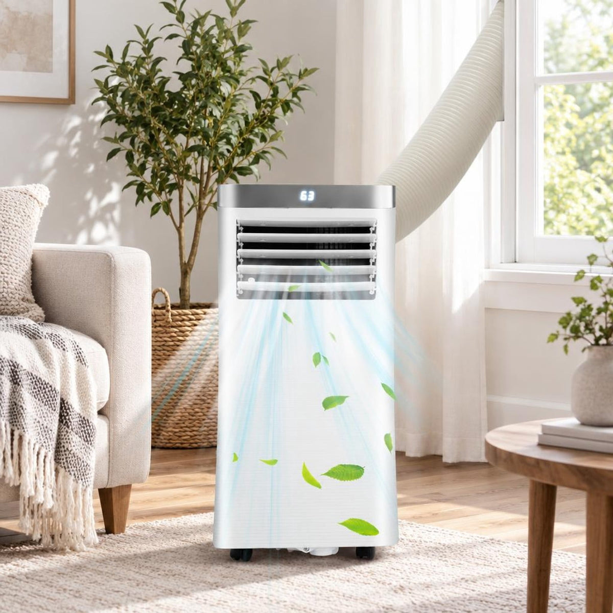 Airfind 8000 BTU 3-in-1 Portable Air Conditioner with Remote Control, 13 x 13 x 27.5 Footprint, White