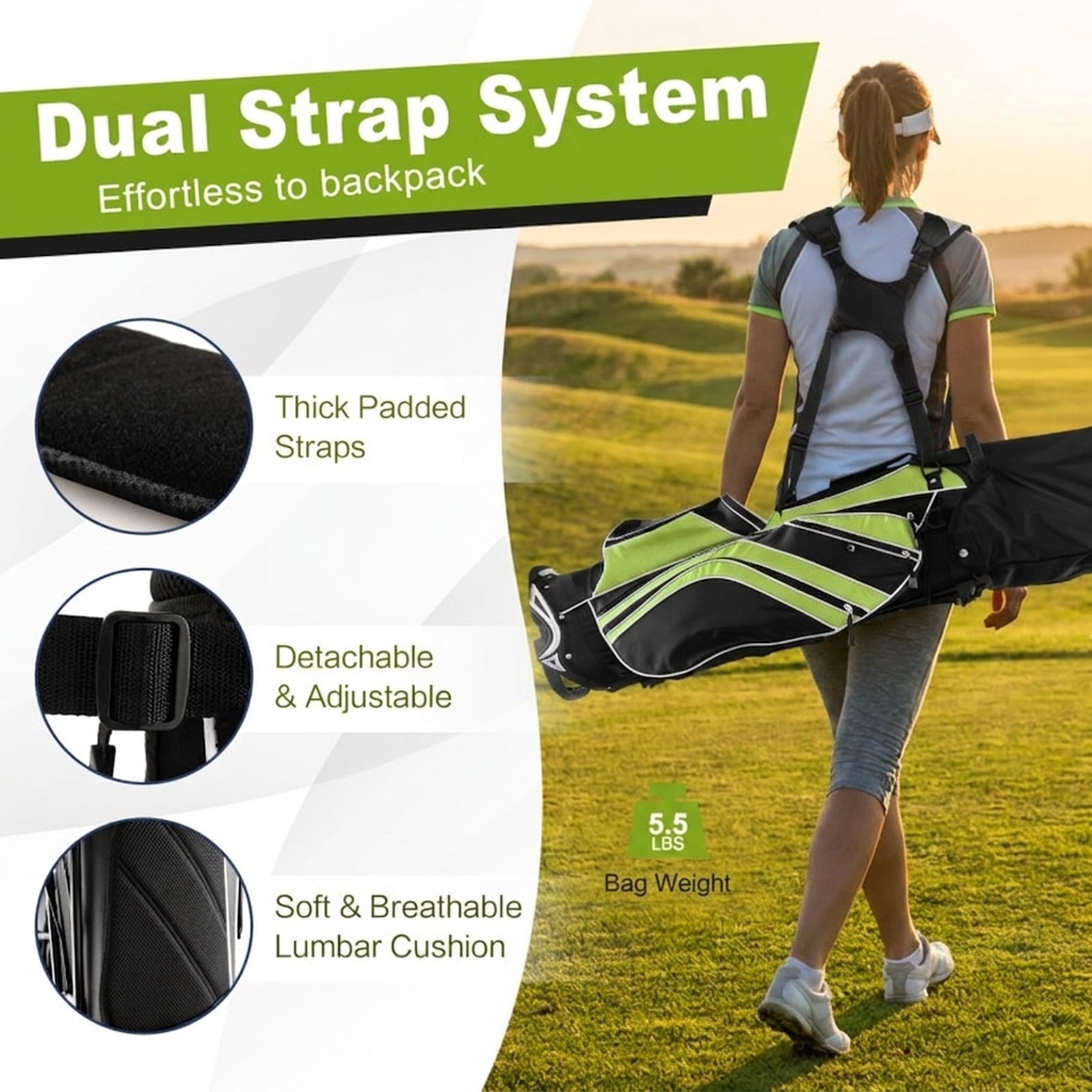 Airfind 6-Way Top Stand Bag with Auto-Deploy Legs and 8 Storage Pockets, Green