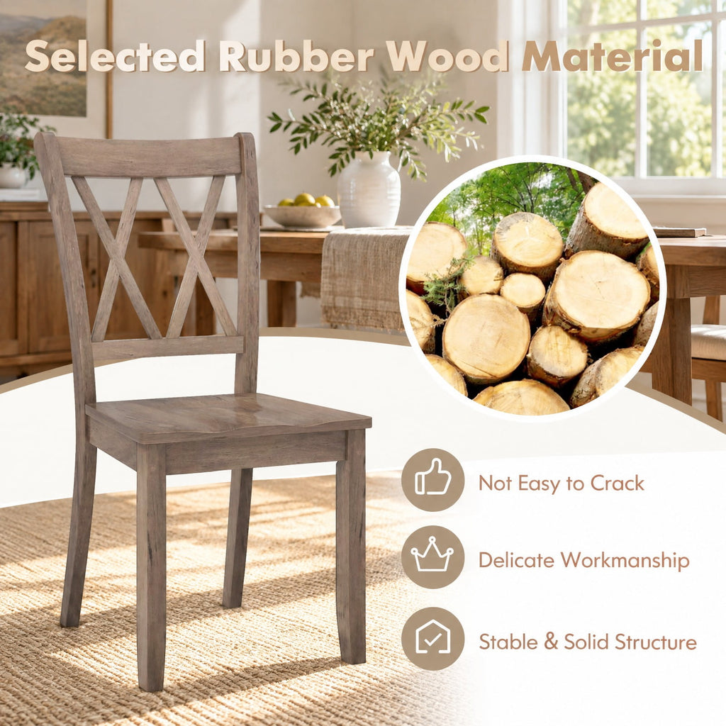 Airfind Set of 2 Wooden Dining Chairs Mid Century Farmhouse Retro Kitchen Chairs, 300 lbs Capacity, Rubber Wood Frame, 20 x 23.5 x 39 Footprint