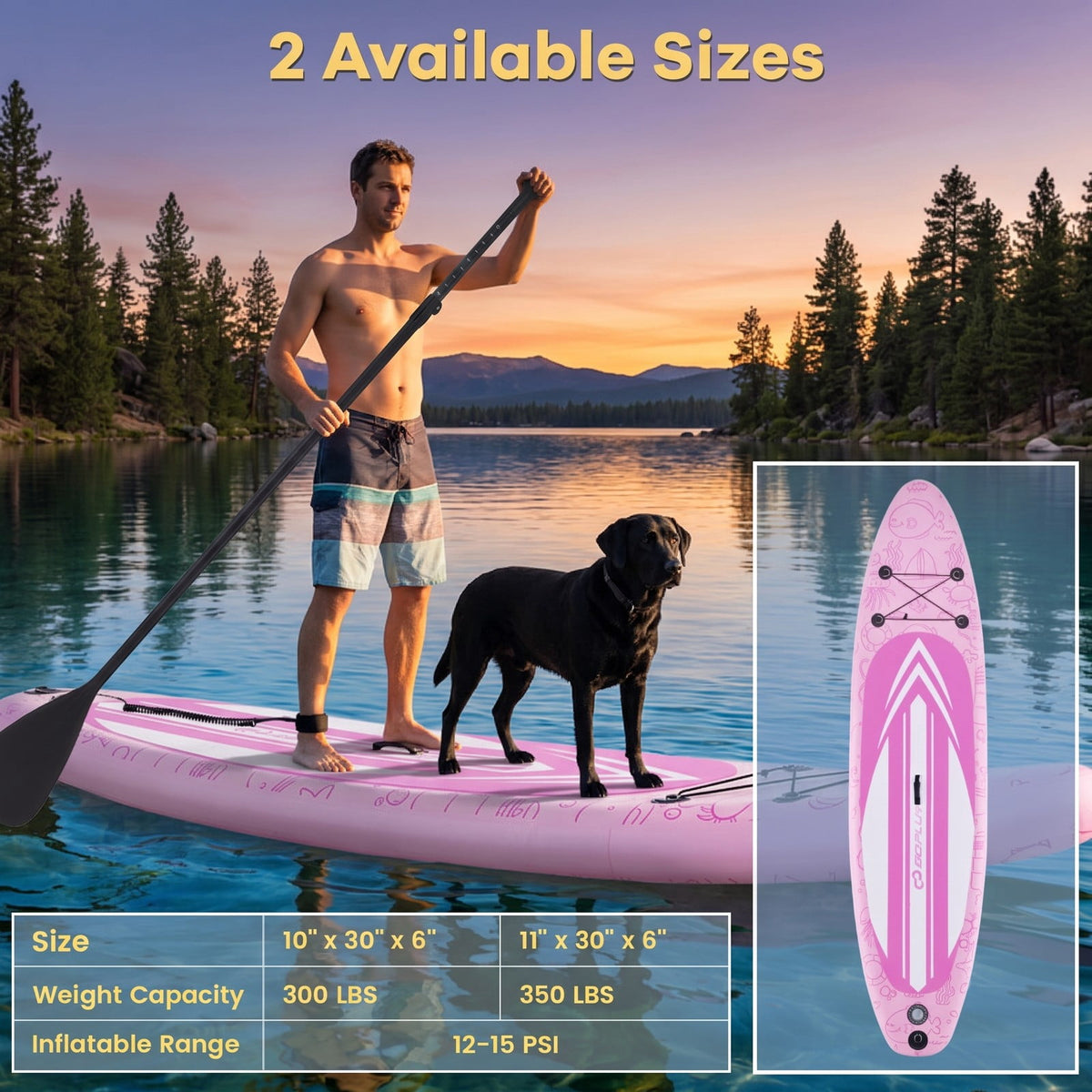 Airfind Inflatable Stand Up Paddle Board with 3 Fins Backpack and Ankle Leash for Adults Cruising on Lakes, Pink and White