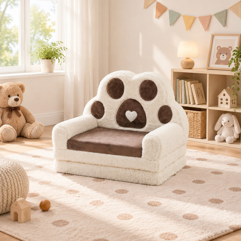 Airfind 2-in-1 Convertible Kids Sofa to Lounger with Removable Cover, Cotton Velvet Sponge Frame, for 18-36 Months Old, Brown