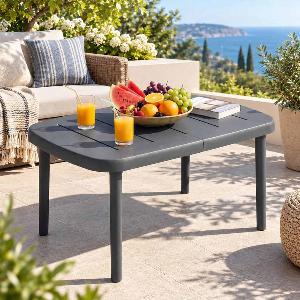 Airfind Rectangular Patio Storage Side Table with Aluminum Alloy Rods for Poolside, 110 lbs Capacity, ABS PP Aluminum Alloy Frame, Gray