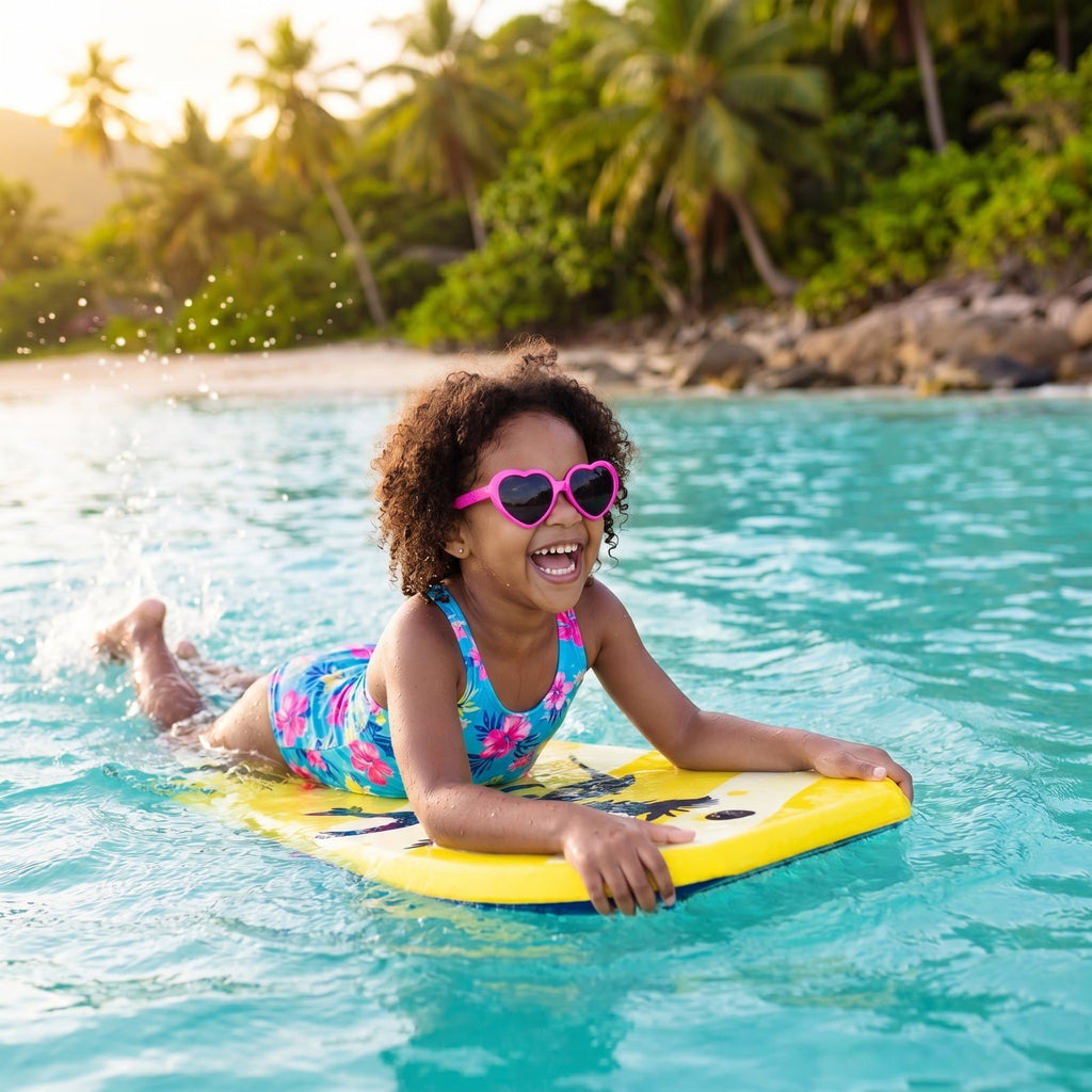 Airfind 33 Inch Yellow Surfing Bodyboard for Kids ¡ª XPE Deck, EPS Core, HDPE Slick Bottom, Crescent Tail, Wrist Leash Included