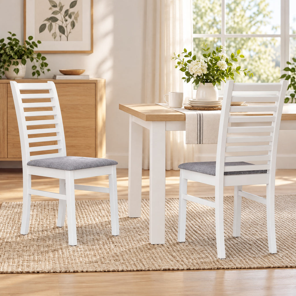 Airfind Set of 2 Wooden Dining Chair with Rubber Wood Legs for Living Room, 400 lbs Capacity, Rubber Wood Frame, 16 x 21 x 37 Footprint, White