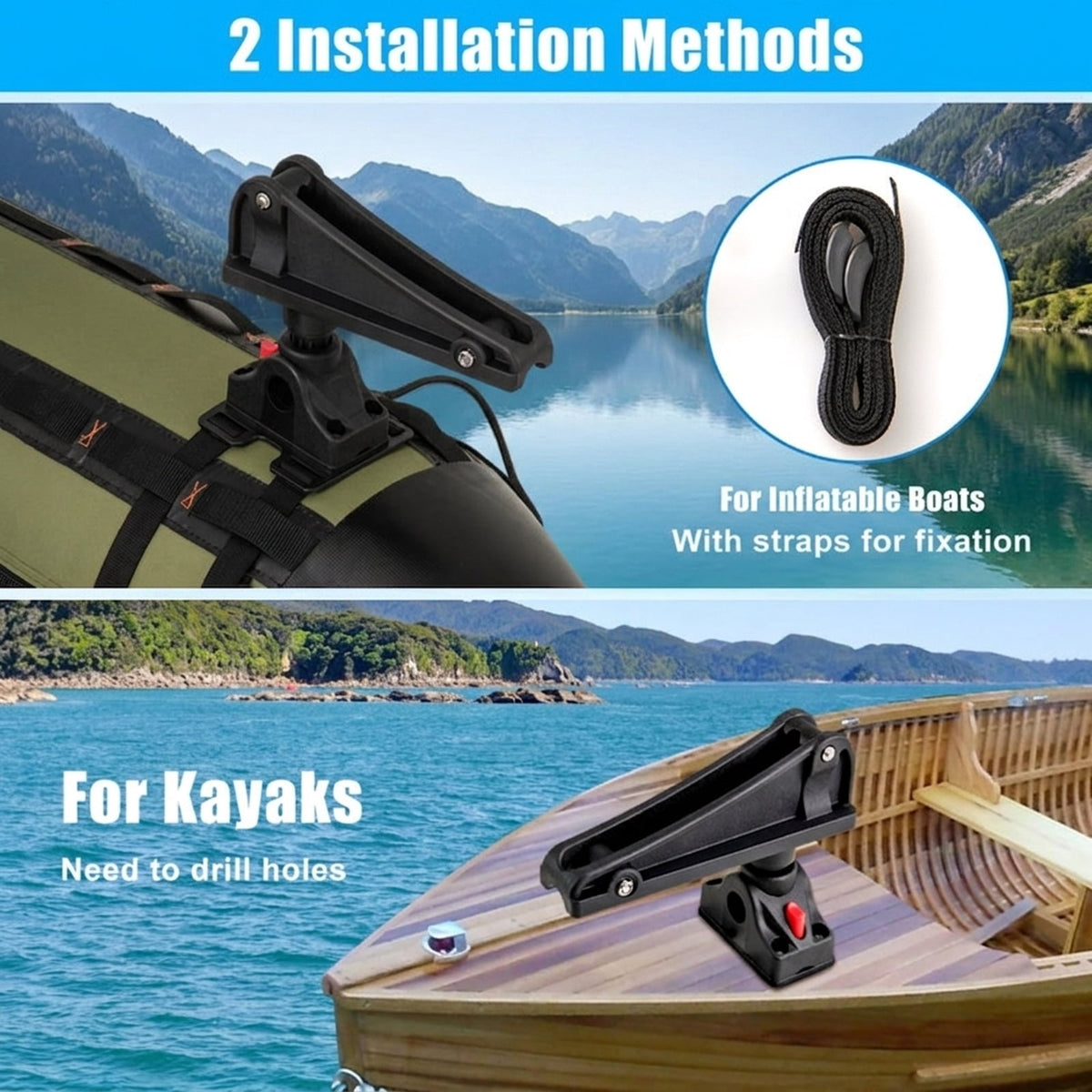 Airfind Premium Boat Bimini Top Hardware Kit with Heavy Duty Straps, Deck Hinges and Installation Tools Included, Black
