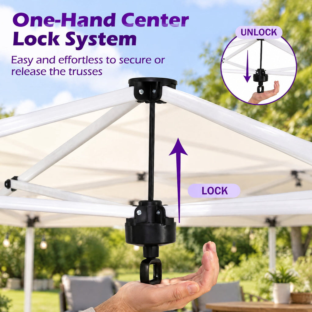 Airfind 10 x 10 Feet Outdoor Commercial Pop up Canopy Tent, 210D Oxford Fabric Metal Frame, 10 x 10 x 8.2-8.8 ft (L x W x H) 3 Footprint, White