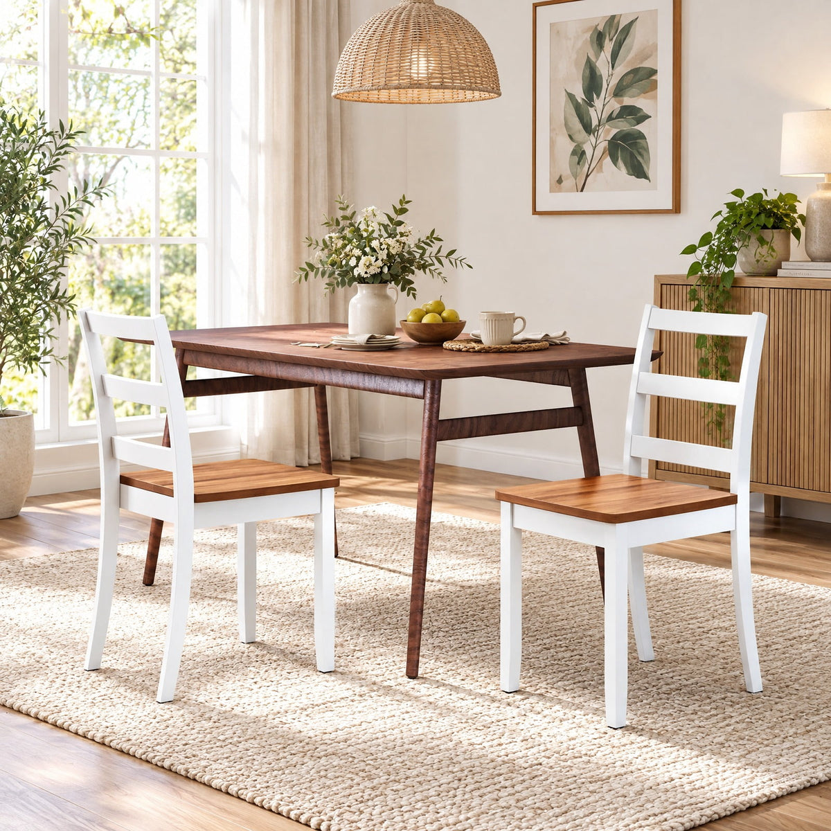 Airfind Set of 4 Wood Dining Chairs with Solid Rubber Wood Legs, 400 lbs Capacity, Rubber Wood MDF Plywood Frame, Wood