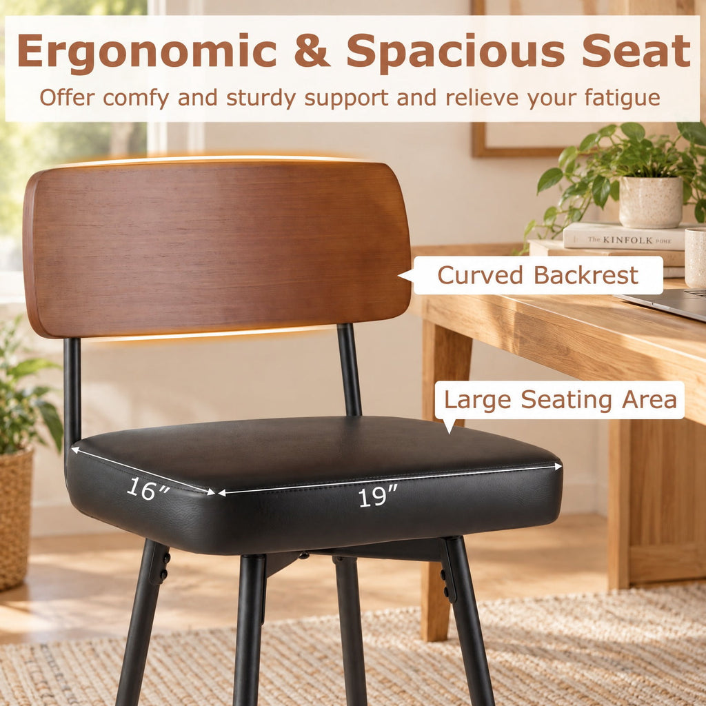 Airfind 27 Inch Padded Counter, Barstools Set of 2 with Metal Legs, 330 lbs Capacity, Metal Plywood PU Leather Sponge Frame, Black