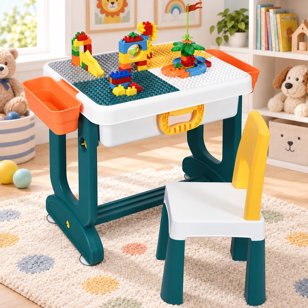 Airfind 5-in-1 Kids Activity Table Set, 220 lbs Capacity, PP PE ABS Frame, for Over 3 years old, As shown in the picture