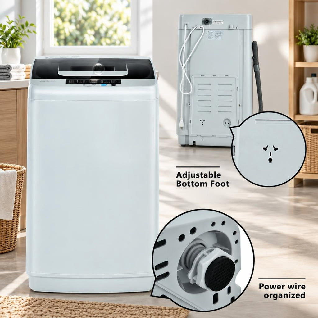 Airfind 8.8 lbs Portable Full-Automatic Laundry Washing Machine with Drain Pump, PP Stainless Steel Frame, 18 Footprint, Grey