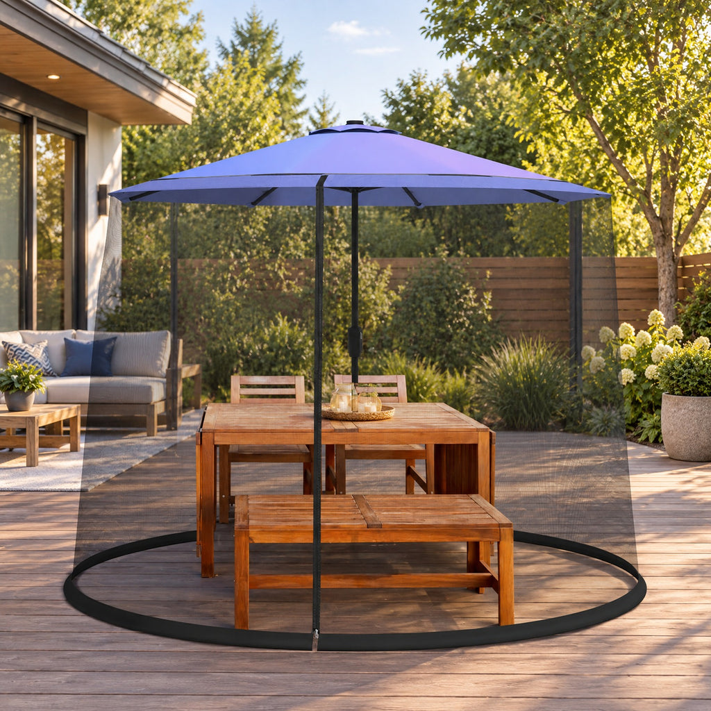 Airfind 9 -10 Feet Outdoor Umbrella Table Screen Mosquito Bug Insect Net, 30 x 7 Footprint, Black, Overall dimension 30 x 7 (L x H)
