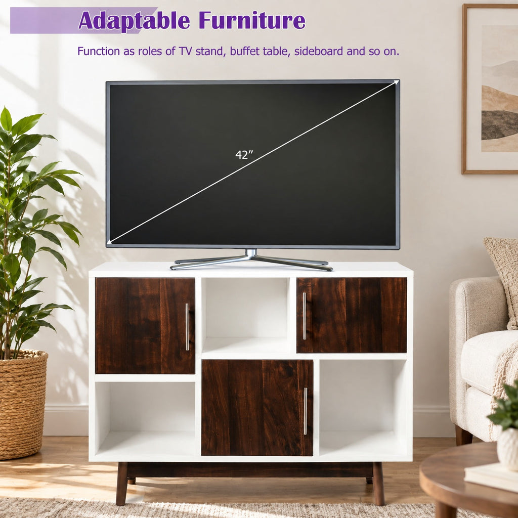 Airfind Wood Display Sideboard Storage Cabinet with Storage Compartments, 33 lbs Capacity, Solid particle board pinewood leg Frame, Wood