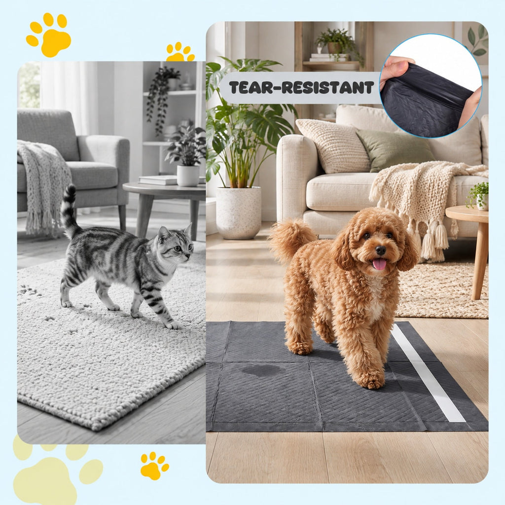 Airfind 24 Inch x 24 Inch Charcoal Dog Pee Pads 6-Layer for Dogs, Non-woven Fabric Fluffy Pulp PE Film Absorbent Tissue Pee Frame, Black