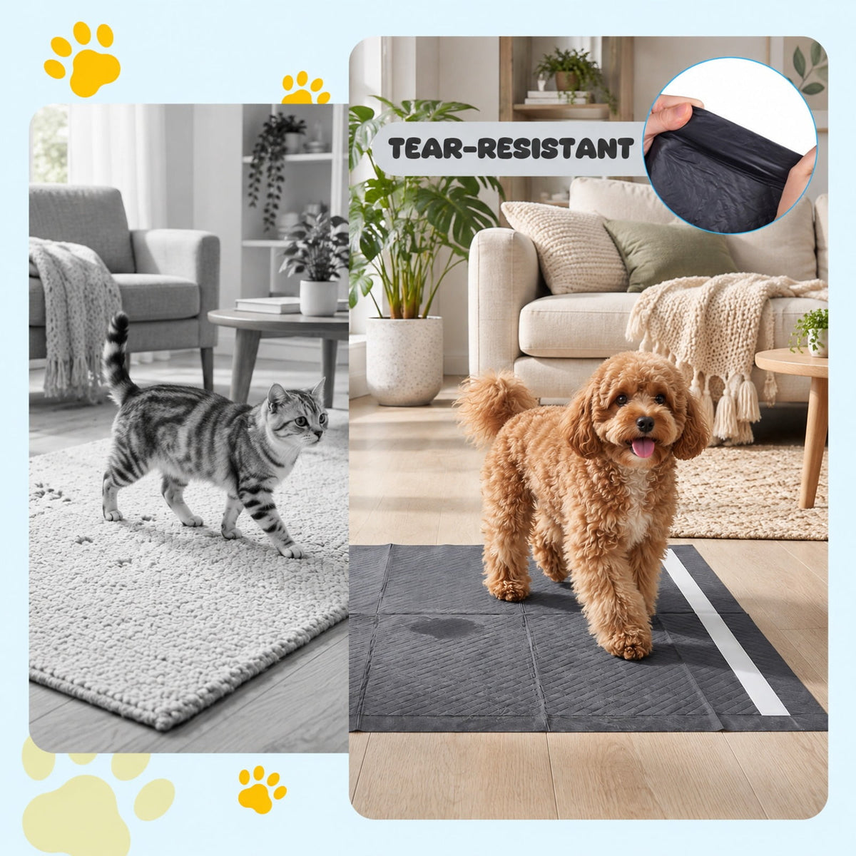 Airfind 24 Inch x 24 Inch Charcoal Dog Pee Pads 6-Layer for Dogs, Non-woven Fabric Fluffy Pulp PE Film Absorbent Tissue Pee Frame, Black
