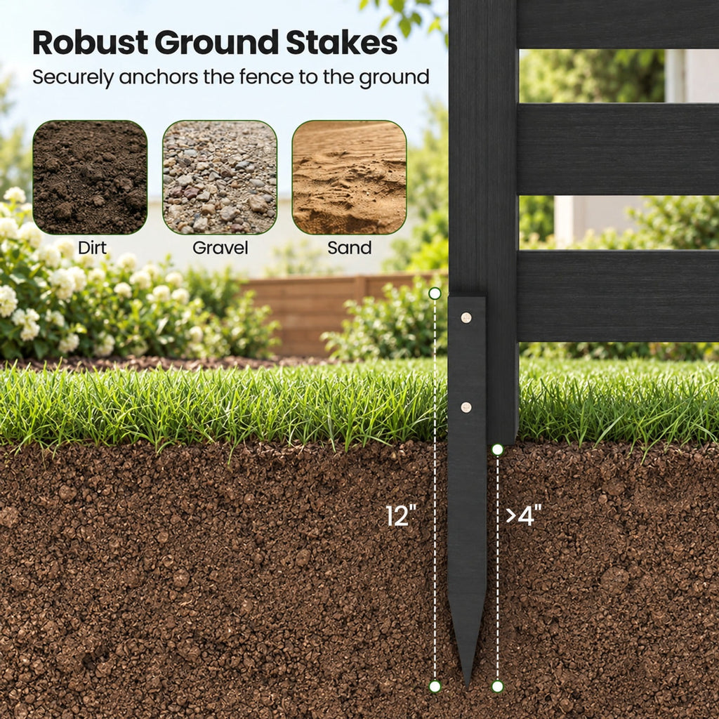 Airfind 4-Panel Wooden Outdoor Privacy Fence with Ground Stakes, Fir Wood Frame, Black, Product Dimensions of Each Screen 38.5 Inch