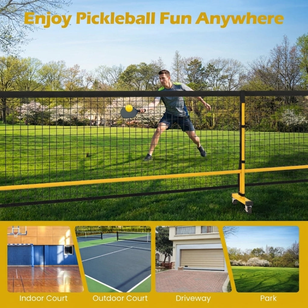 Airfind 22-Foot Portable Pickleball Net with Rolling Wheels Carry Bag, Black