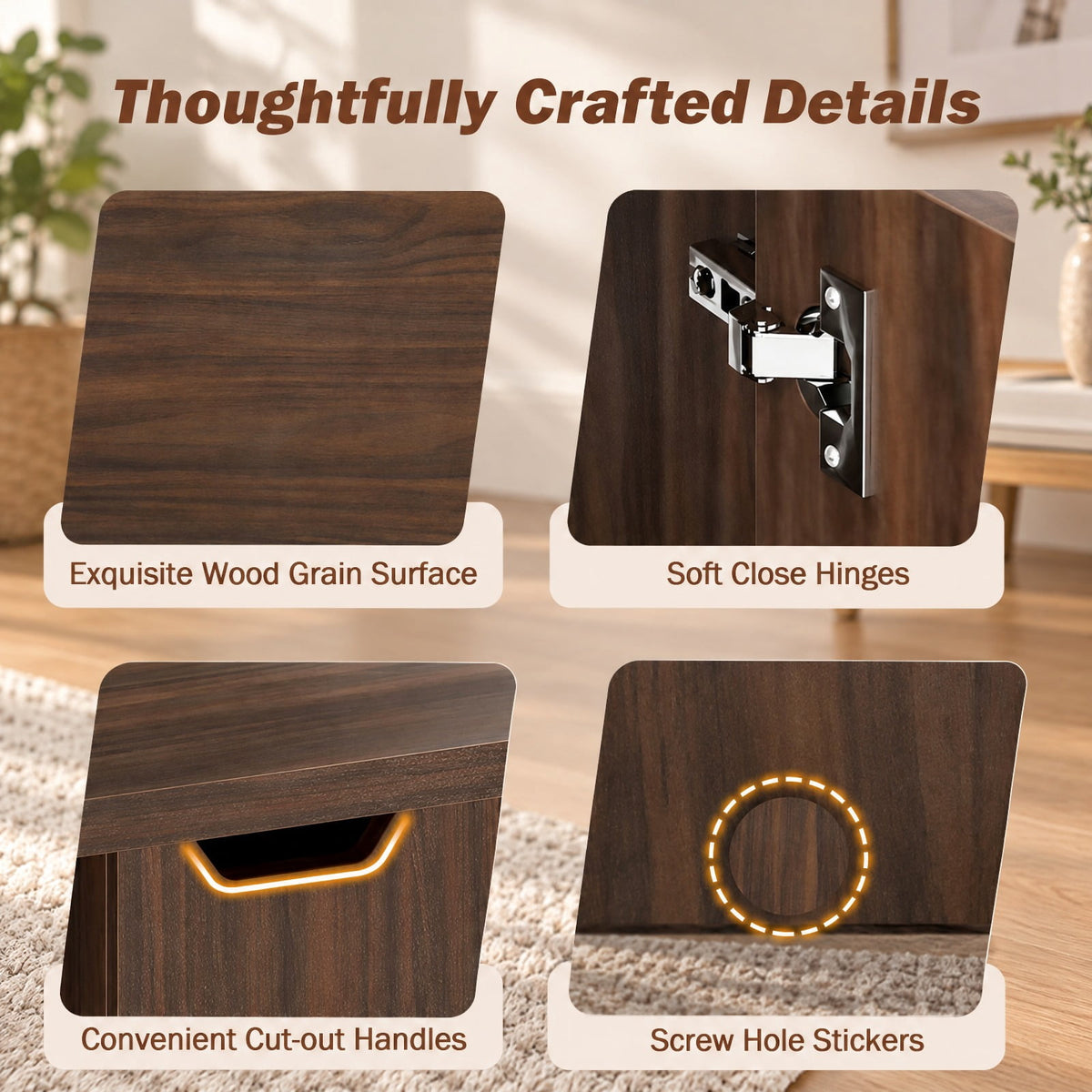 Airfind Foldable Coffee Table with Storage Cabinet Extendable Center Table, 155 lbs Capacity, Engineered Wood Frame, 48in x 24in x 18in Footprint