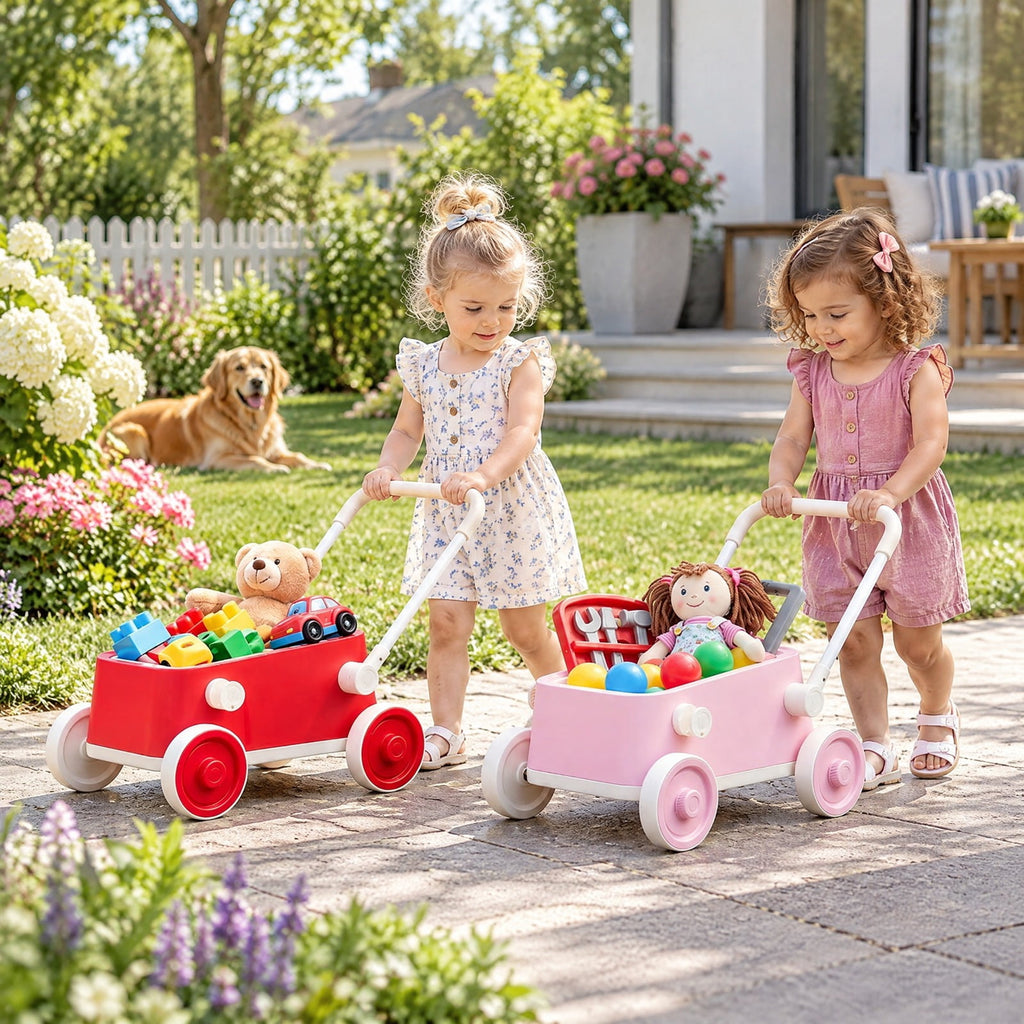 Airfind Child Push Walker with Wheels and Foldable Handlebar and Storage Basket, Pp, Model TQ10527PI with PP Metal Construction, Unspecified