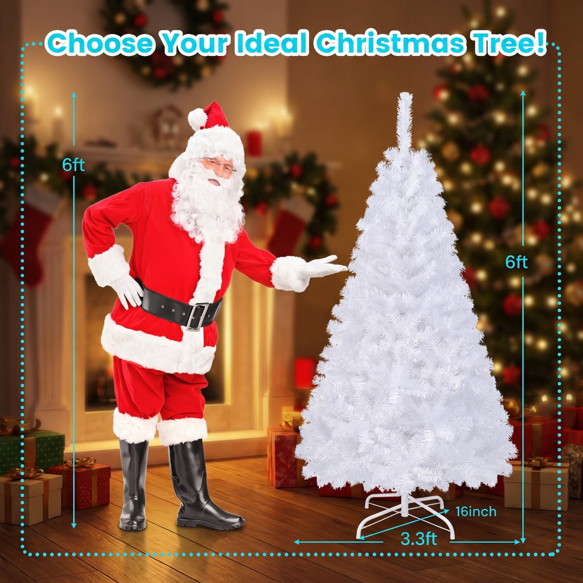 Airfind 6 Feet White Artificial PVC Christmas Tree with Stand-6 ft, PVC Frame, White, Made from brand new and high quality PVC