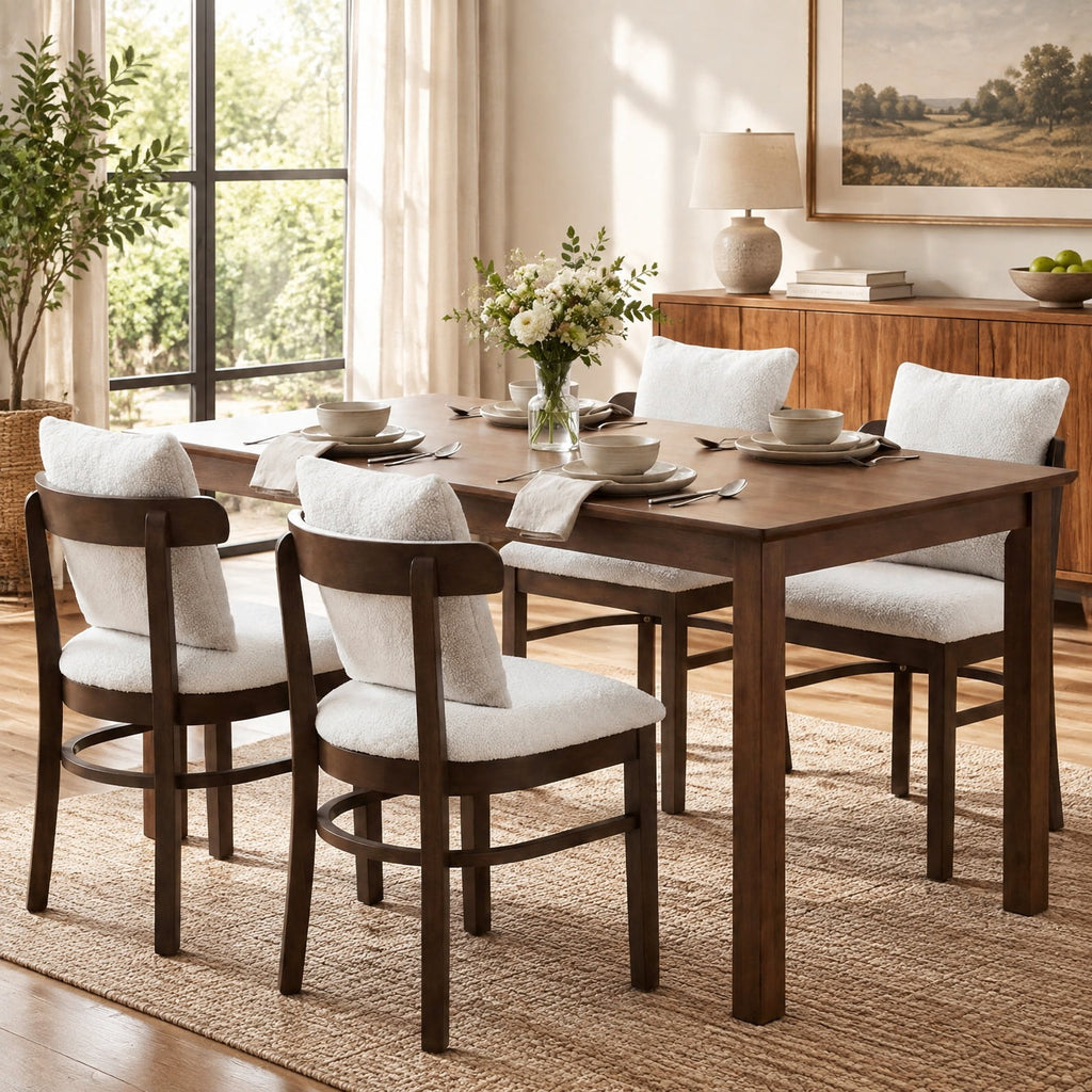 Airfind Fabric Upholstered Wood Dining Chairs Set of 4 featuring Removable Pillow, 330 lbs Capacity, MDF Sponge Rubber Wood Polyester Frame, Gray