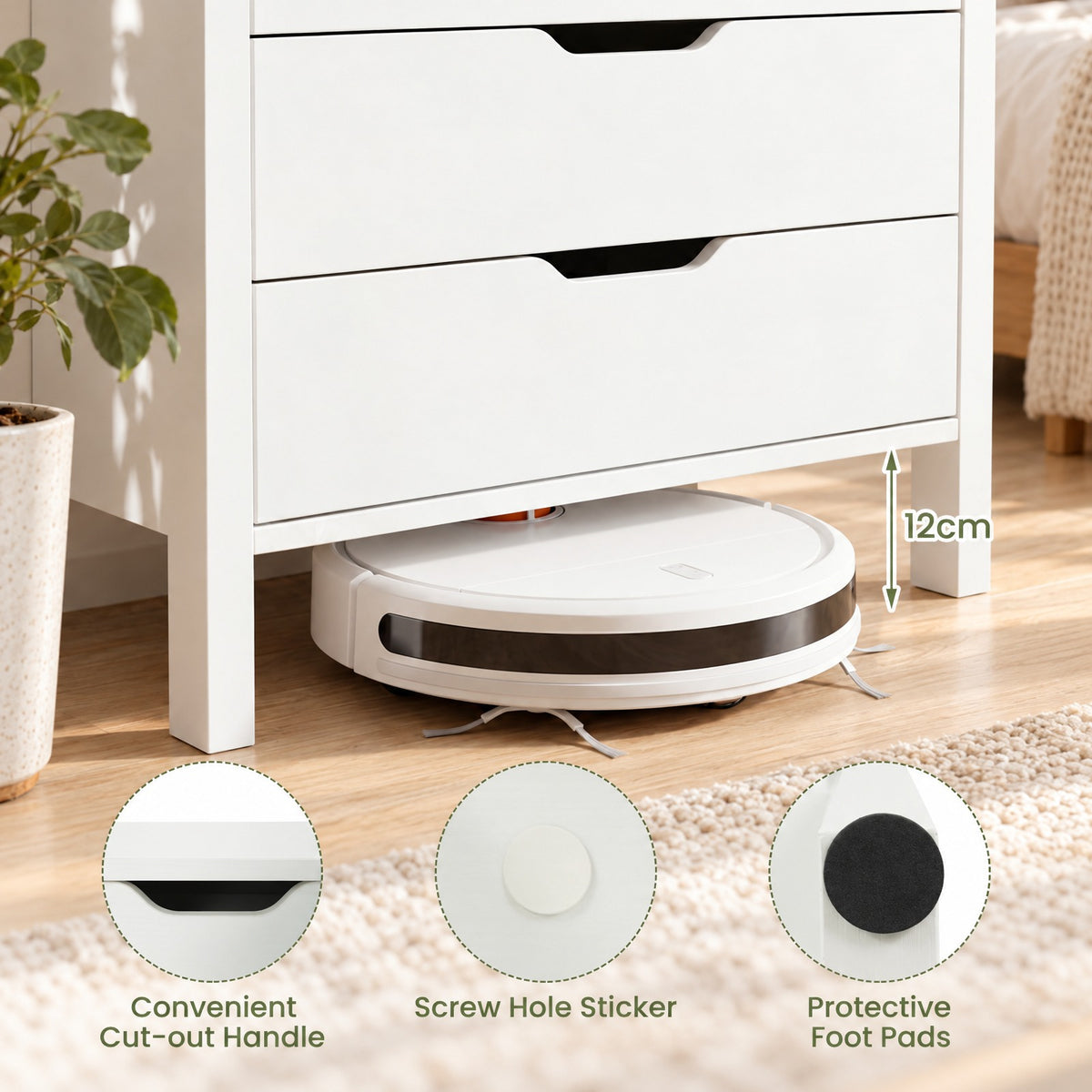 Airfind 4-Drawer Dresser Wooden Nightstand with Anti-Tipping Kits, 44 lbs Capacity, Engineered Wood MDF Frame, 24 x 16 x 37.5 Footprint, White