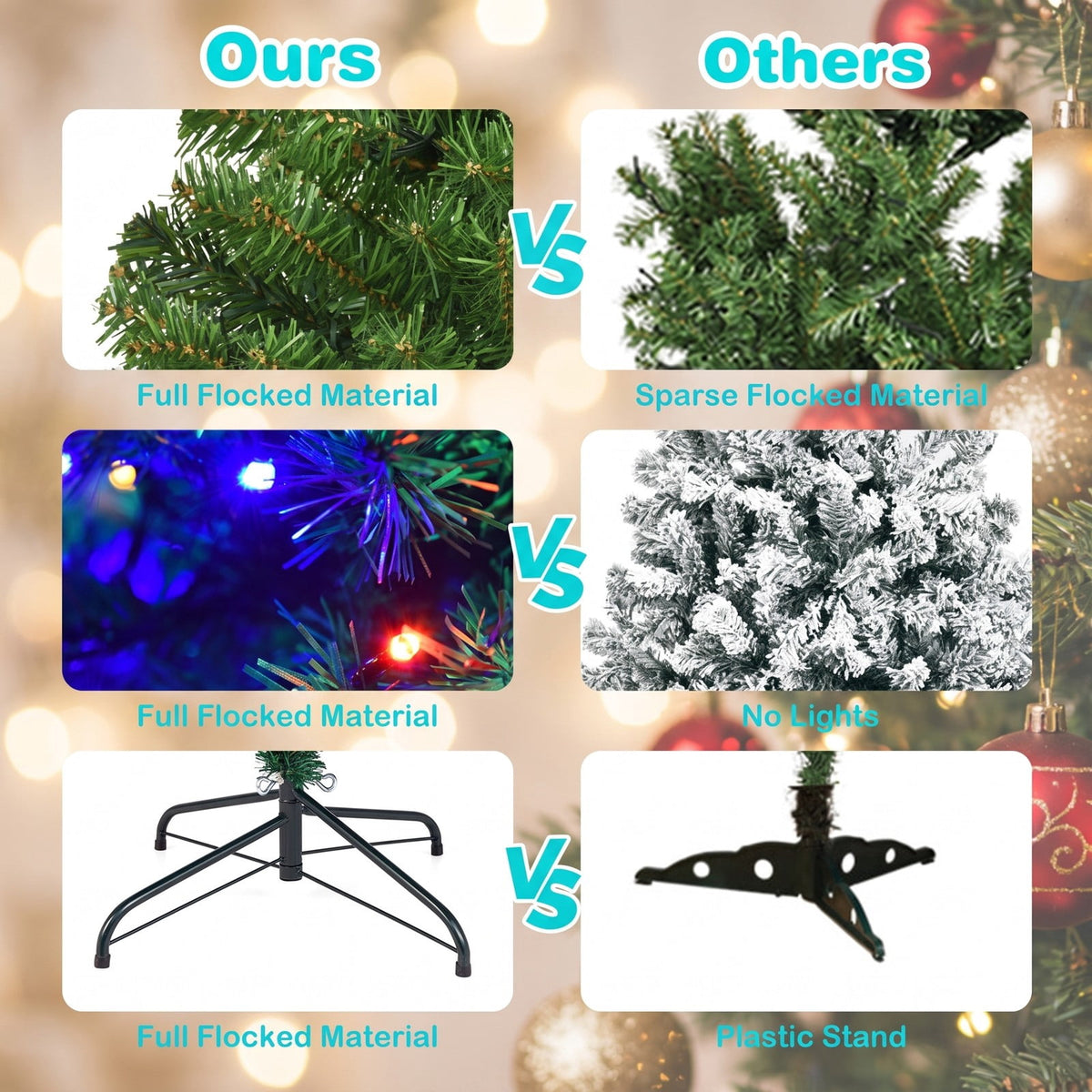 Airfind Artificial Premium Hinged Christmas Tree-8 Feet, PVC Frame, 0.9in x 1.6in x 2in Footprint, Green Adapter: UL-certified