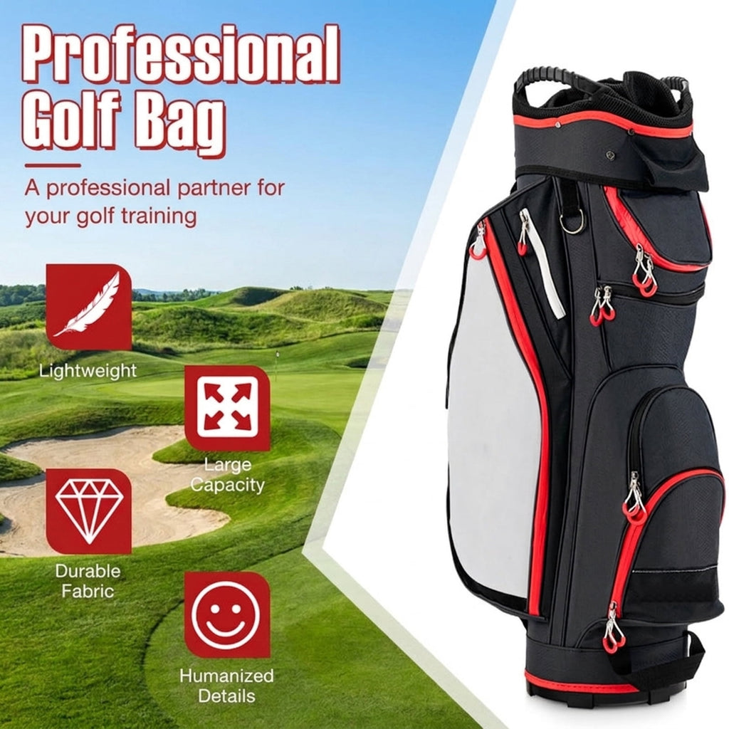 Airfind 14-Way Golf Cart Bag with Insulated Cooler Pocket and 10 Storage Pockets for Sports Equipment and Cold Drinks, Navy