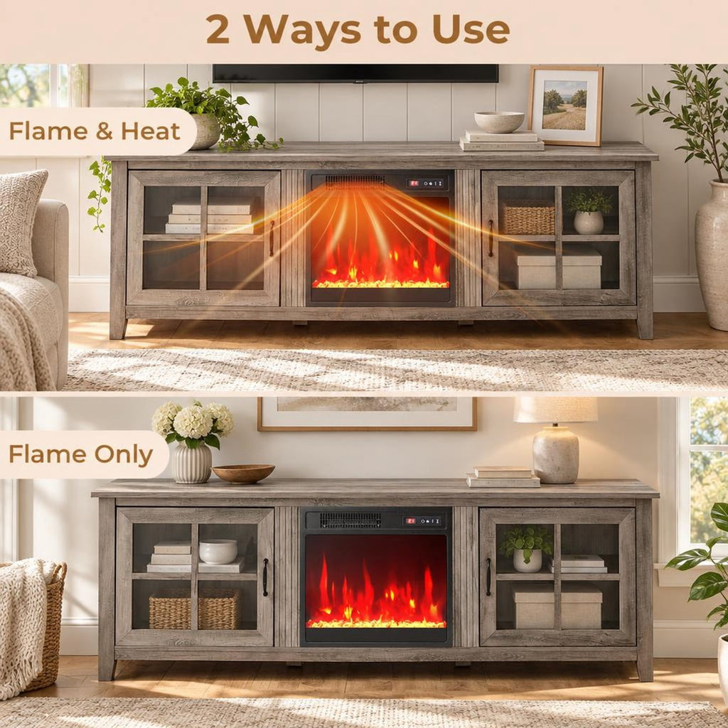 Airfind 18 Inch Electric Fireplace Insert Fireplace Heater with Overheat Protection, Metal Tempered Glass Frame, Black