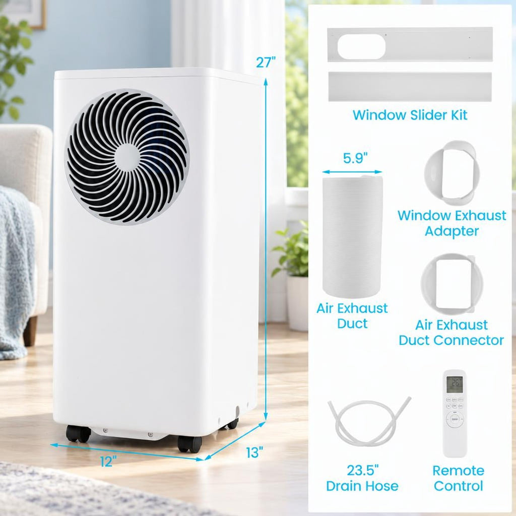 Airfind 8200/10000 BTU Portable Air Conditioner 3-in-1 Stand up AC Unit with Dehumidifier-10000 BTU, HIPS ABS Frame, White
