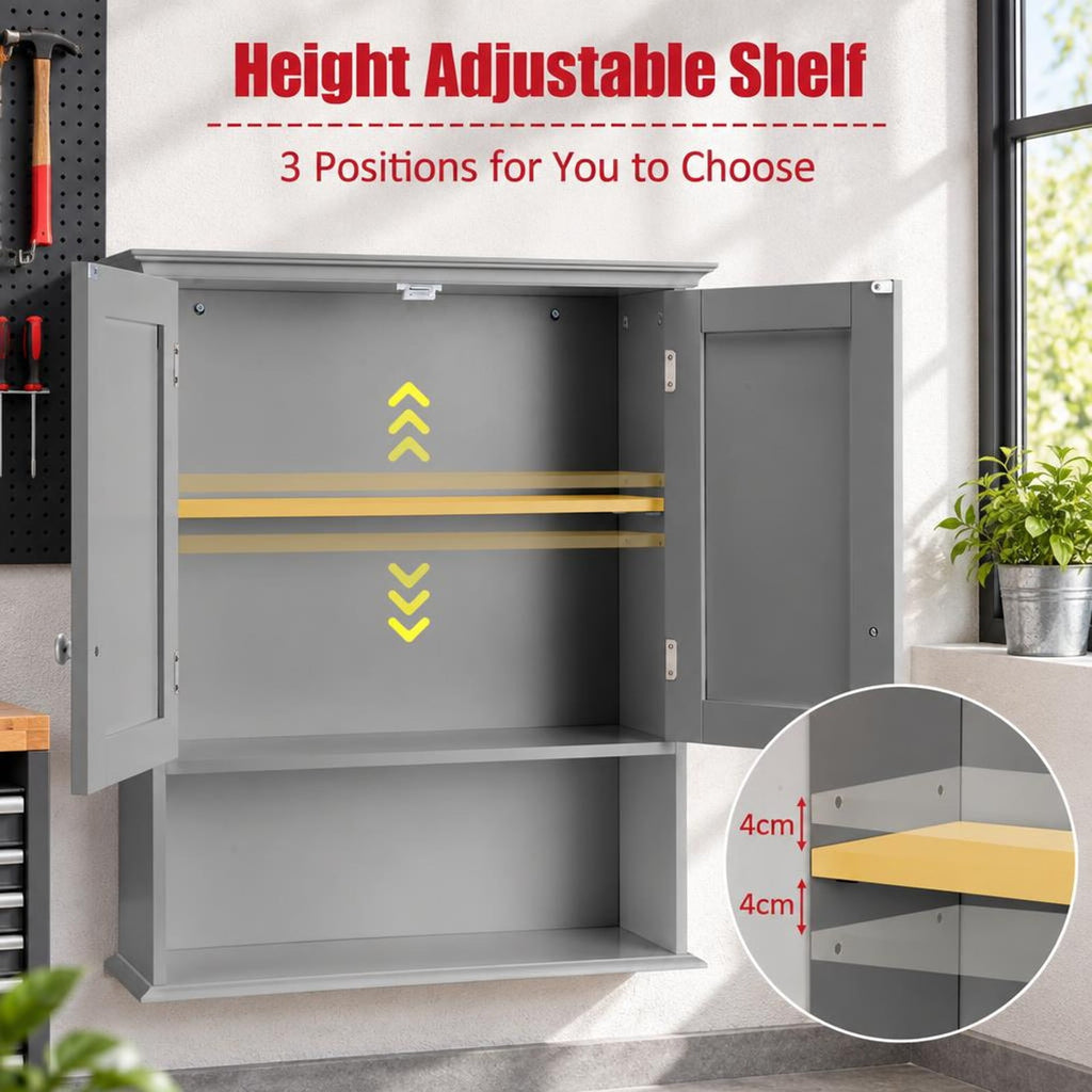Airfind Wall Mount Bathroom Storage Cabinet, MDF Metal Frame, 23.5in x 8in x 28in(L x W x H) Weight capacity of each level: 11 lbs Footprint, Gray