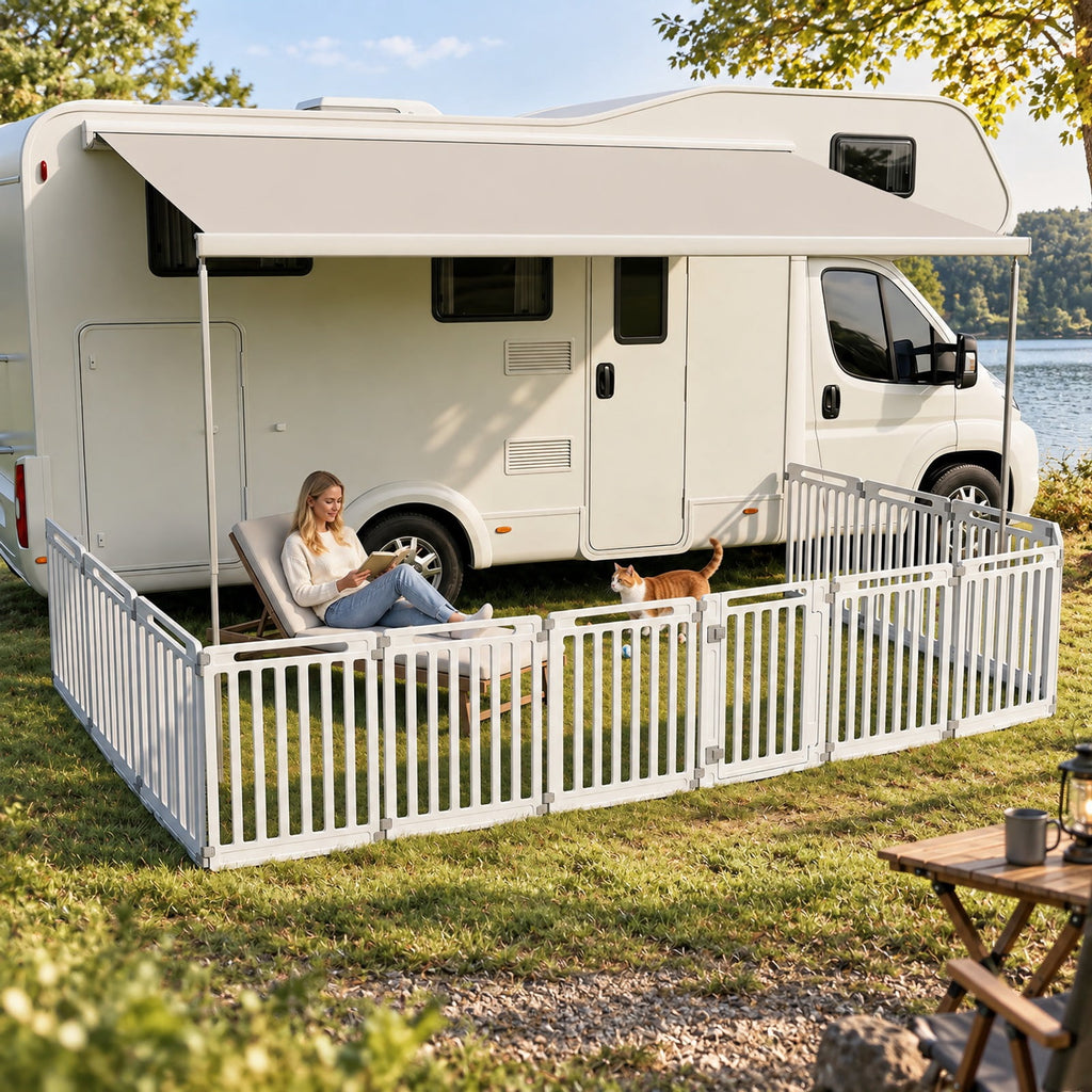 Airfind 31.5 Height Indoor Outdoor Dog Playpen with 12 Panels, White, Suitable for indoor and outdoor use, Ideal for RV camping travel backyard and more