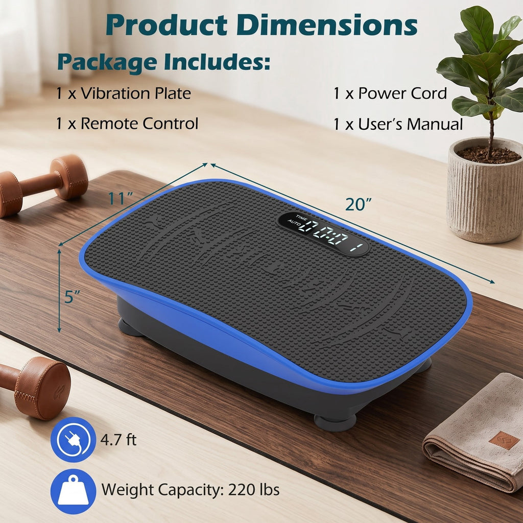 Airfind Whole Body Vibration Plate Exercise Machine for Lymphatic Drainage and Weight Loss, Vibration Platform with 10 Speed Intensities, LED Display and, Navy
