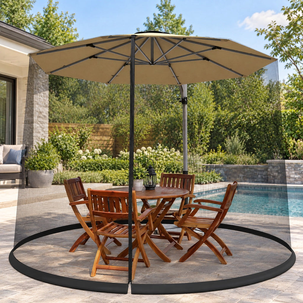Airfind 9 -10 Feet Outdoor Umbrella Table Screen Mosquito Bug Insect Net, 30 x 7 Footprint, Black, Overall dimension 30 x 7 (L x H)