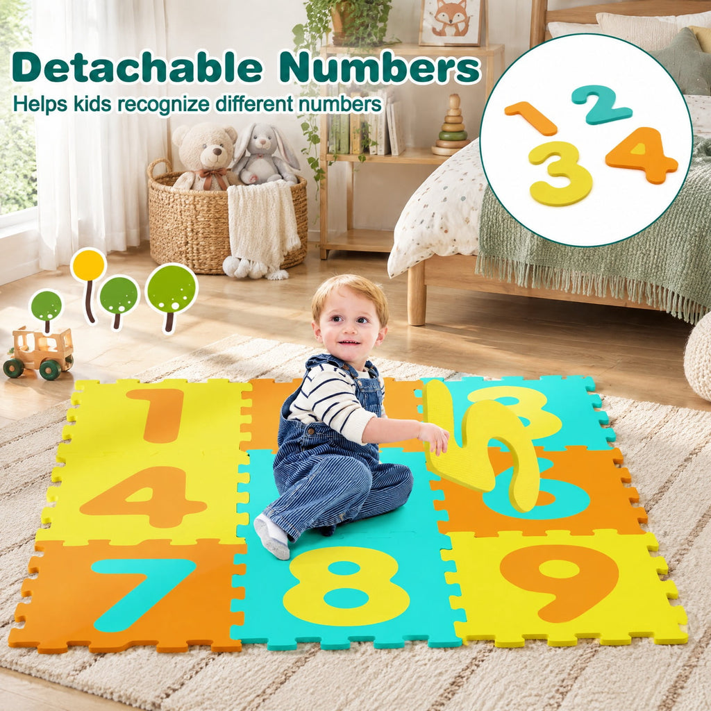 Airfind 9 Pieces Interlocking Foam Puzzle Floor Mat with 3 Marker Discs, EVA Foam Single Piece Frame, for 10 Months+, 71.5 Inch x 24.5 Inch Footprint