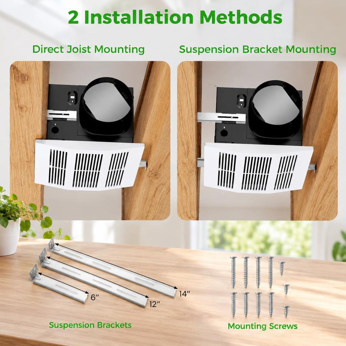 Airfind 200 CFM Bathroom Exhaust Fan with Metal Housing and 6 Inches Duct for 200 Sq.Ft, 14.3 x 12.7 x 9Fan Housing Footprint
