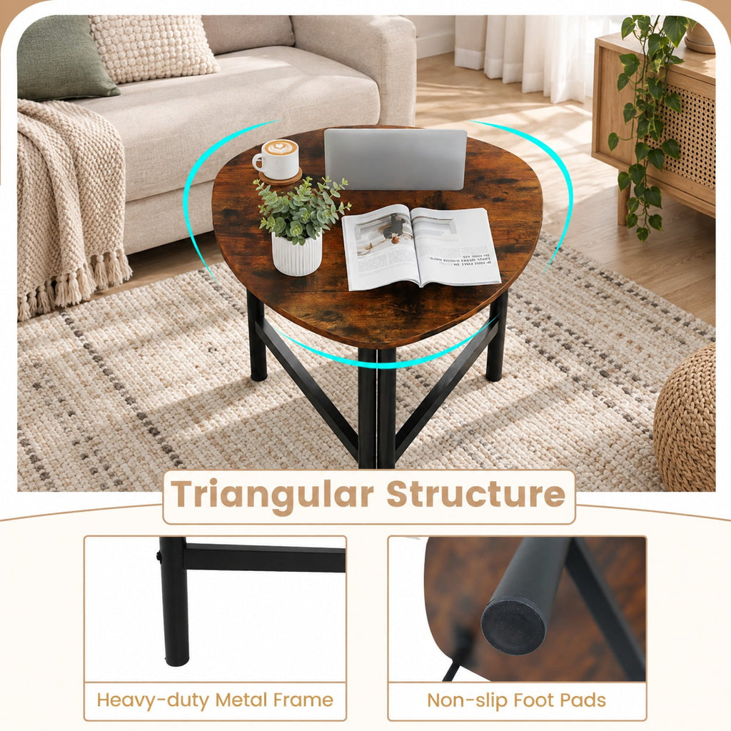 Airfind Triangle Coffee Table Oval Coffee Table with Metal Legs Industrial Center Table, 132 lbs Capacity, Engineered Wood Metal Frame, Coffee