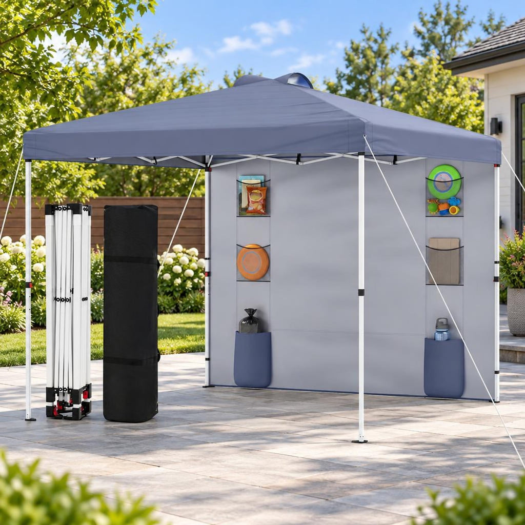 Airfind 10 x 10 FT Pop up Canopy Tent with Sidewall 6 Pockets Instant Setup Commercial Gazebo, 150D Oxford Fabric Metal Frame, Gray
